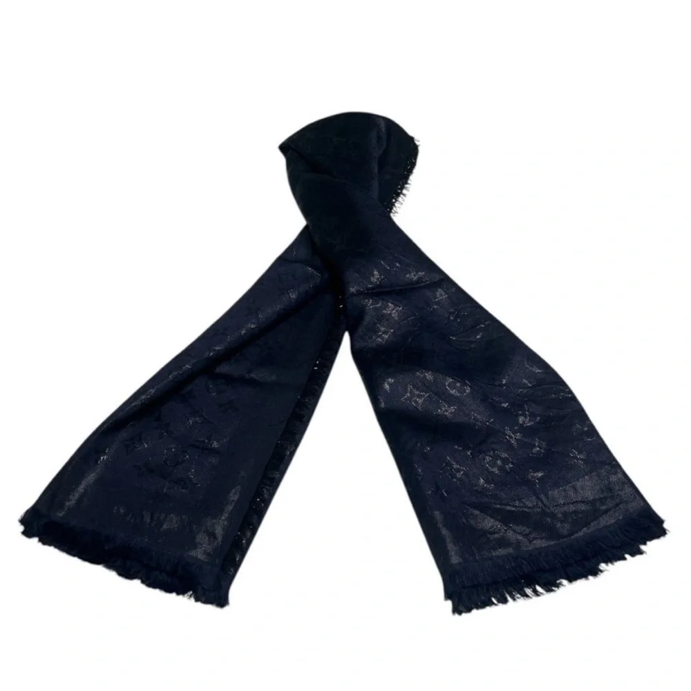 EUC Louis Vuitton Shawl Midnight Navy Blue Scarf - Picture 4 of 7